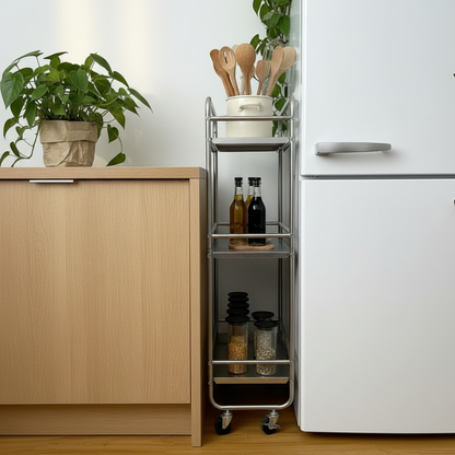 Desserte de côté entre armoire et réfrigérateur