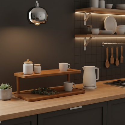 etagere cuisine bois érable dans une belle cuisine moderne