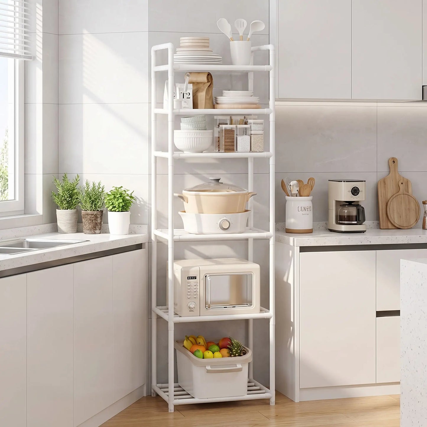 étagère cuisine robuste 6 niveaux blanc convient à tout le nécessaire pour cuisiner
