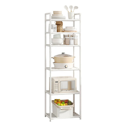 étagère cuisine robuste 6 niveaux blanc panier