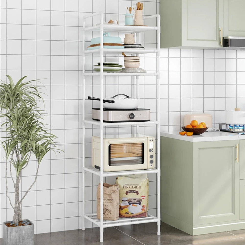 Étagère cuisine robuste 6 niveaux blanc pour contenir tous vos essentiels pour cuisiner