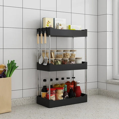 étagère de cuisine 3 tablettes noir pour tous vos nécessaires de cuisine