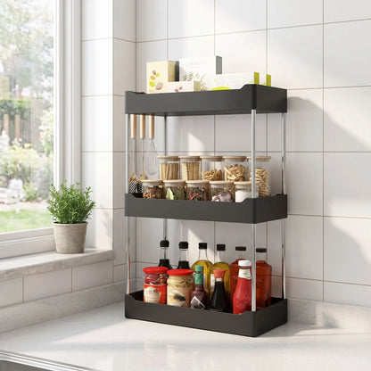 étagère de cuisine 3 tablettes noir pour vos bocaux, huiles et autres