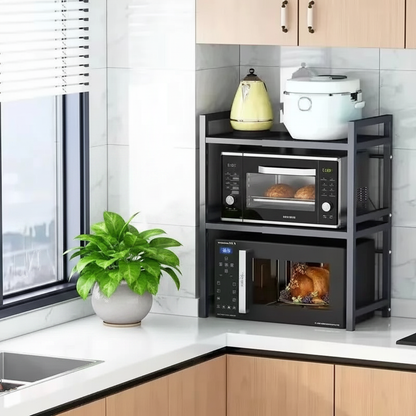 étagère four micro onde extensible avec belle plante