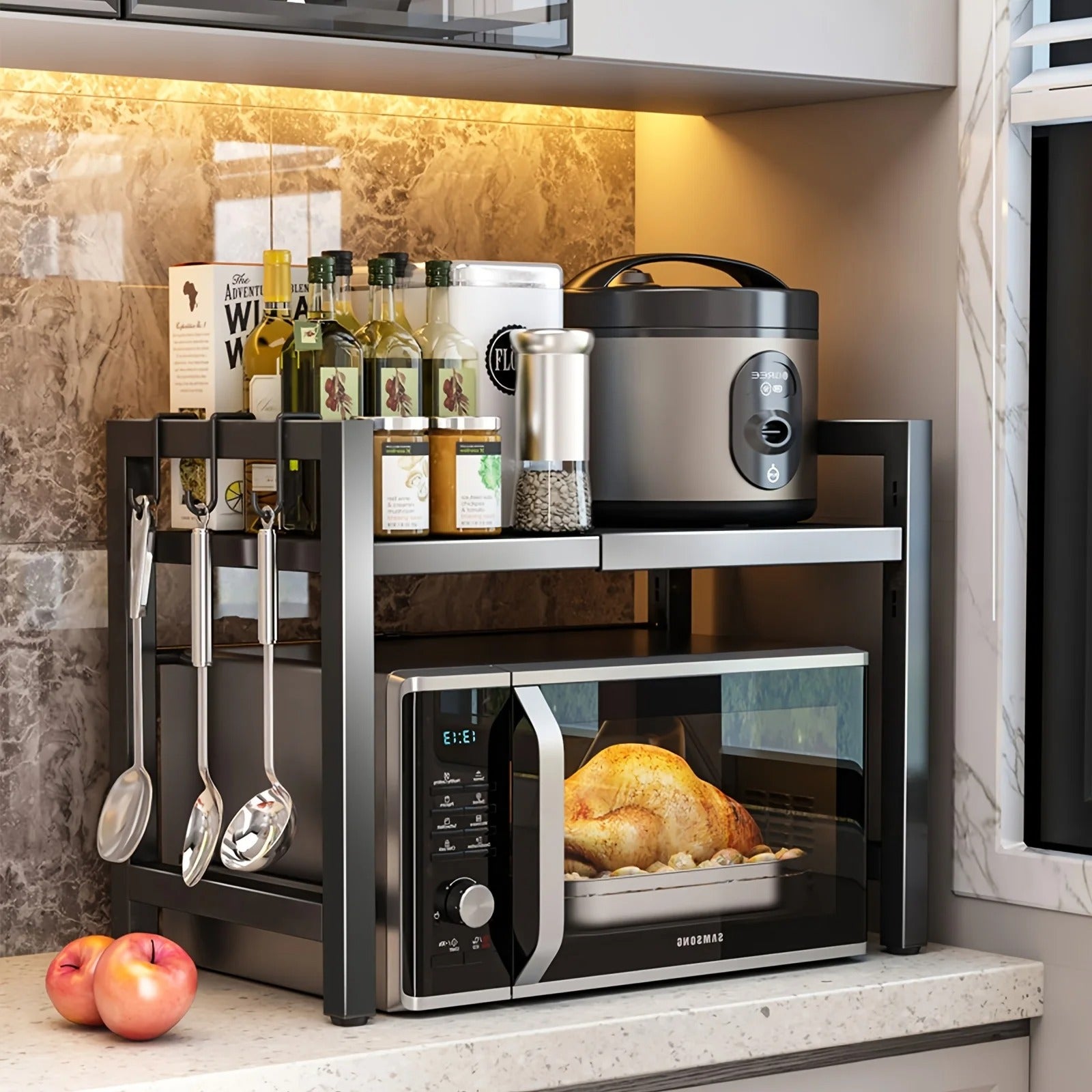 etagere micro onde accroche cuillères