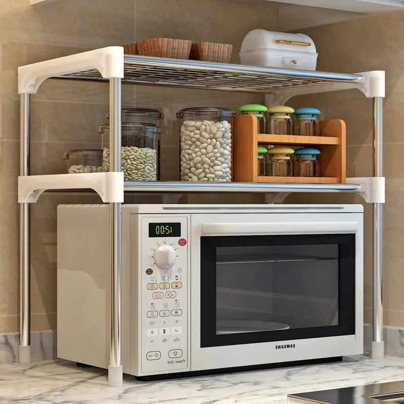 etagere pour micro onde en acier blanc