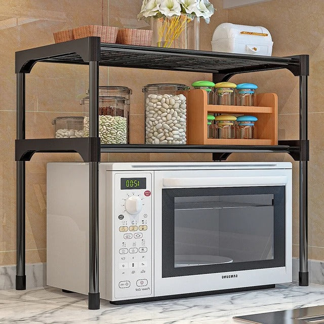 etagere pour micro onde en acier noir et micro onde blanc