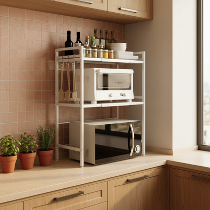 Étagère blanche cuisine contrastée